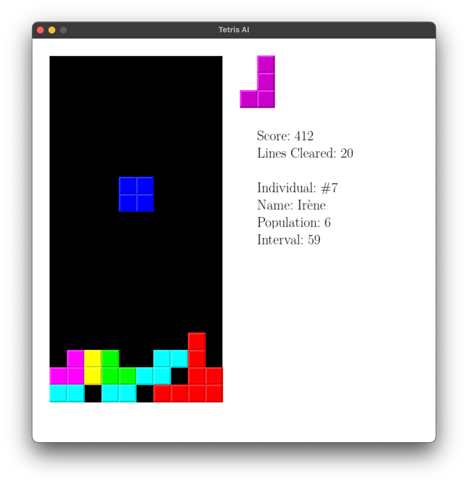 Tetris AI app